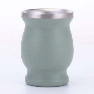 double wall stainless steel yerba mate cup with bombilla straw