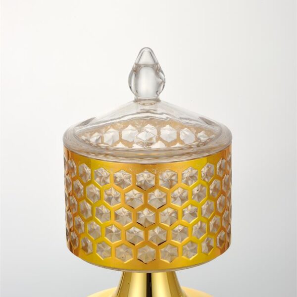 hexagonal tall foot sealed glass storage jar for candy and cookies
