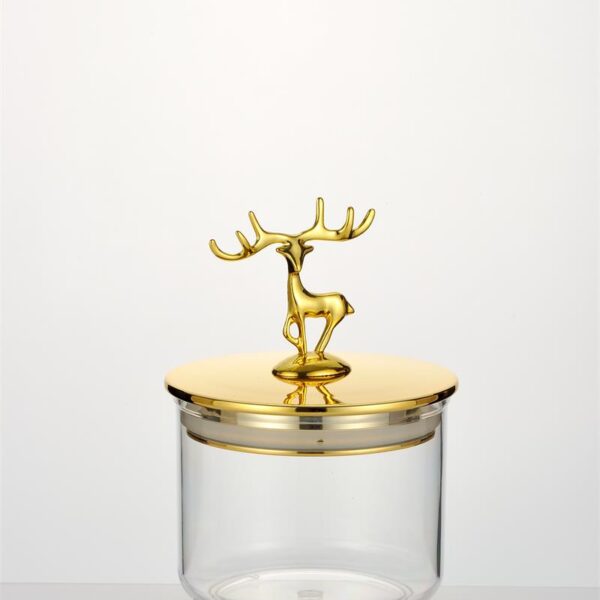 golden fawn decorative glass sealed storage jar